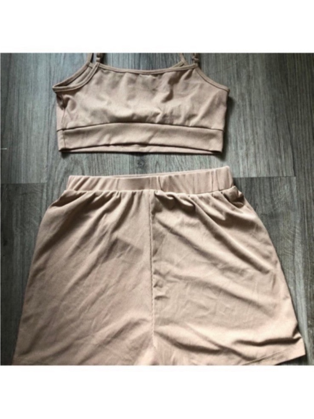 Women’s Ribbed High-Waist Skirt in Nude